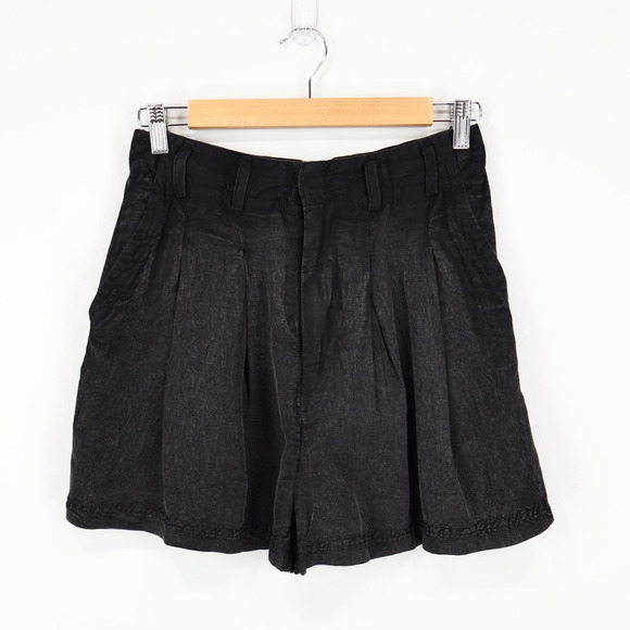 Free People Calla Linen Trouser Short Black Size 4 NWT - Picture 1 of 6